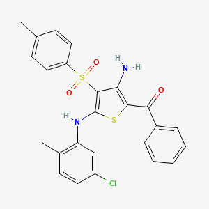 molecular formula C25H21ClN2O3S2 B2769358 (3-氨基-5-((5-氯-2-甲基苯基)氨基)-4-对甲苯磺酰硫代-2-基)(苯基)甲酮 CAS No. 866866-40-2