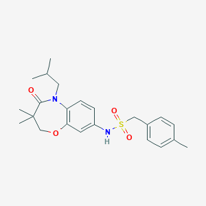 molecular formula C23H30N2O4S B2769362 N-(5-异丁基-3,3-二甲基-4-氧代-2,3,4,5-四氢苯并[b][1,4]噁唑-8-基)-1-(对甲苯)甲烷磺酰胺 CAS No. 921998-47-2