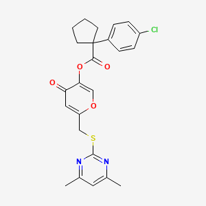 B2769373 6-(((4,6-dimethylpyrimidin-2-yl)thio)methyl)-4-oxo-4H-pyran-3-yl 1-(4-chlorophenyl)cyclopentanecarboxylate CAS No. 877637-62-2