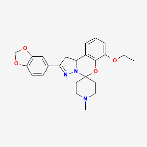 molecular formula C24H27N3O4 B2769382 2-(Benzo[d][1,3]dioxol-5-yl)-7-ethoxy-1'-methyl-1,10b-dihydrospiro[benzo[e]pyrazolo[1,5-c][1,3]oxazine-5,4'-piperidine] CAS No. 899972-44-2