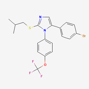 molecular formula C20H18BrF3N2OS B2769387 5-(4-bromophenyl)-2-(isobutylthio)-1-(4-(trifluoromethoxy)phenyl)-1H-imidazole CAS No. 1226428-47-2