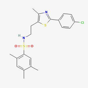 molecular formula C21H23ClN2O2S2 B2769394 N-(2-(2-(4-chlorophenyl)-4-methylthiazol-5-yl)ethyl)-2,4,5-trimethylbenzenesulfonamide CAS No. 890959-11-2