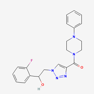 molecular formula C21H22FN5O2 B2769402 (1-(2-(2-氟苯基)-2-羟乙基)-1H-1,2,3-三唑-4-基)(4-苯基哌嗪-1-基)甲酮 CAS No. 2034354-15-7
