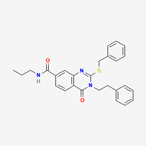 molecular formula C27H27N3O2S B2769414 2-(benzylsulfanyl)-4-oxo-3-(2-phenylethyl)-N-propyl-3,4-dihydroquinazoline-7-carboxamide CAS No. 1115485-61-4