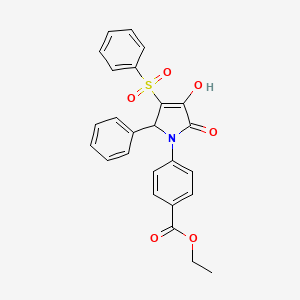 B2769421 ethyl 4-(3-hydroxy-2-oxo-5-phenyl-4-(phenylsulfonyl)-2,5-dihydro-1H-pyrrol-1-yl)benzoate CAS No. 1021250-82-7