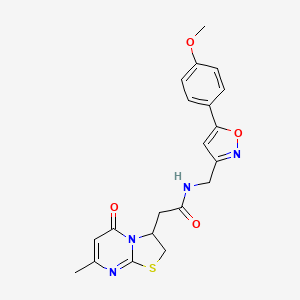 B2769429 N-((5-(4-methoxyphenyl)isoxazol-3-yl)methyl)-2-(7-methyl-5-oxo-3,5-dihydro-2H-thiazolo[3,2-a]pyrimidin-3-yl)acetamide CAS No. 1208976-53-7