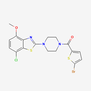molecular formula C17H15BrClN3O2S2 B2769430 (5-溴噻吩-2-基)(4-(7-氯-4-甲氧基苯并[d]噻唑-2-基)哌嗪-1-基)甲酮 CAS No. 886953-35-1