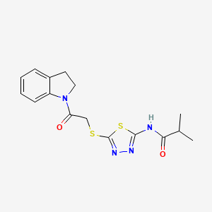 molecular formula C16H18N4O2S2 B2769442 N-(5-((2-(吲哚-1-基)-2-氧代乙基)硫代)-1,3,4-噻二唑-2-基)异丁酰胺 CAS No. 392300-58-2