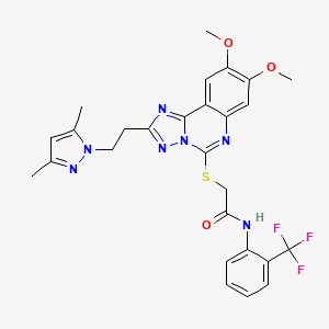 2-((2-(2-(3,5-dimethyl-1H-pyrazol-1-yl)ethyl)-8,9-dimethoxy-[1,2,4]triazolo[1,5-c]quinazolin-5-yl)thio)-N-(2-(trifluoromethyl)phenyl)acetamide