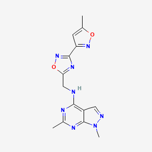 1,6-dimethyl-N-((3-(5-methylisoxazol-3-yl)-1,2,4-oxadiazol-5-yl)methyl)-1H-pyrazolo[3,4-d]pyrimidin-4-amine
