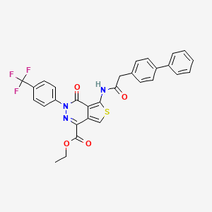 Ethyl 4-oxo-5-[[2-(4-phenylphenyl)acetyl]amino]-3-[4-(trifluoromethyl)phenyl]thieno[3,4-d]pyridazine-1-carboxylate