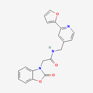 molecular formula C19H15N3O4 B2769486 N-((2-(furan-2-yl)pyridin-4-yl)methyl)-2-(2-oxobenzo[d]oxazol-3(2H)-yl)acetamide CAS No. 2034272-08-5