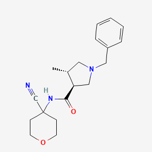 molecular formula C19H25N3O2 B2769488 (3S,4S)-1-Benzyl-N-(4-cyanooxan-4-yl)-4-methylpyrrolidine-3-carboxamide CAS No. 2223534-30-1