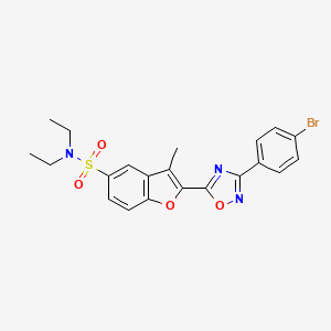 molecular formula C21H20BrN3O4S B2769495 2-[3-(4-bromophenyl)-1,2,4-oxadiazol-5-yl]-N,N-diethyl-3-methyl-1-benzofuran-5-sulfonamide CAS No. 1207006-94-7
