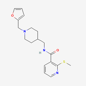 molecular formula C18H23N3O2S B2769496 N-((1-(furan-2-ylmethyl)piperidin-4-yl)methyl)-2-(methylthio)nicotinamide CAS No. 1211761-64-6