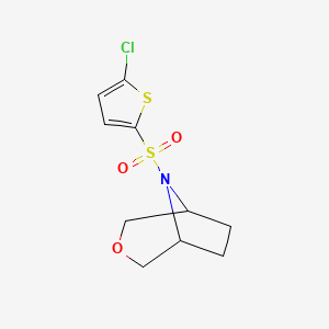 molecular formula C10H12ClNO3S2 B2769497 (1R,5S)-8-((5-氯噻吩-2-基)磺酰)-3-氧杂-8-氮杂双环[3.2.1]辛烷 CAS No. 1396862-67-1