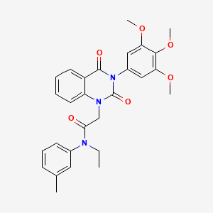 molecular formula C28H29N3O6 B2769502 2-[2,4-dioxo-3-(3,4,5-trimethoxyphenyl)-3,4-dihydroquinazolin-1(2H)-yl]-N-ethyl-N-(3-methylphenyl)acetamide CAS No. 899921-85-8