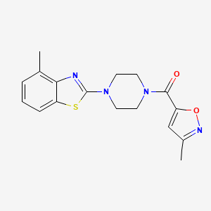 molecular formula C17H18N4O2S B2769505 (4-(4-Methylbenzo[d]thiazol-2-yl)piperazin-1-yl)(3-methylisoxazol-5-yl)methanone CAS No. 953209-89-7