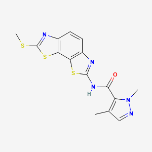 molecular formula C15H13N5OS3 B2769508 1,4-dimethyl-N-(7-(methylthio)benzo[1,2-d:4,3-d']bis(thiazole)-2-yl)-1H-pyrazole-5-carboxamide CAS No. 1206995-70-1