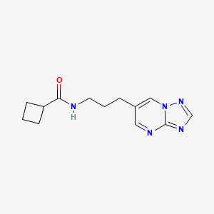 molecular formula C13H17N5O B2769529 N-(3-([1,2,4]triazolo[1,5-a]pyrimidin-6-yl)propyl)cyclobutanecarboxamide CAS No. 2034324-14-4