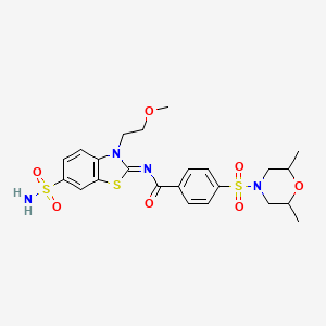 molecular formula C23H28N4O7S3 B2769532 (Z)-4-((2,6-dimethylmorpholino)sulfonyl)-N-(3-(2-methoxyethyl)-6-sulfamoylbenzo[d]thiazol-2(3H)-ylidene)benzamide CAS No. 865159-93-9