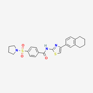 molecular formula C24H25N3O3S2 B2769545 4-pyrrolidin-1-ylsulfonyl-N-[4-(5,6,7,8-tetrahydronaphthalen-2-yl)-1,3-thiazol-2-yl]benzamide CAS No. 684232-80-2