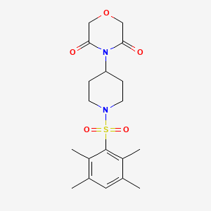 molecular formula C19H26N2O5S B2769555 4-(1-((2,3,5,6-Tetramethylphenyl)sulfonyl)piperidin-4-yl)morpholine-3,5-dione CAS No. 2034537-31-8