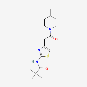 N-(4-(2-(4-methylpiperidin-1-yl)-2-oxoethyl)thiazol-2-yl)pivalamide