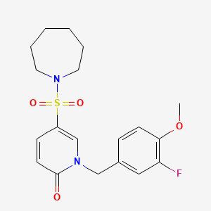 molecular formula C19H23FN2O4S B2769562 5-(azepan-1-ylsulfonyl)-1-(3-fluoro-4-methoxybenzyl)pyridin-2(1H)-one CAS No. 1251552-63-2