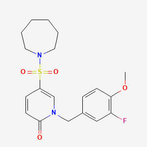 molecular formula C19H23FN2O4S B2769562 5-(氮杂庚烷-1-基磺酰基)-1-(3-氟-4-甲氧基苯甲基)吡啶-2(1H)-酮 CAS No. 1251552-63-2