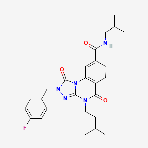 molecular formula C26H30FN5O3 B2769581 2-(4-fluorobenzyl)-N-isobutyl-4-(3-methylbutyl)-1,5-dioxo-1,2,4,5-tetrahydro[1,2,4]triazolo[4,3-a]quinazoline-8-carboxamide CAS No. 1243023-41-7