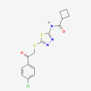 N-(5-((2-(4-chlorophenyl)-2-oxoethyl)thio)-1,3,4-thiadiazol-2-yl)cyclobutanecarboxamide
