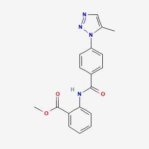 molecular formula C18H16N4O3 B2769591 methyl 2-(4-(5-methyl-1H-1,2,3-triazol-1-yl)benzamido)benzoate CAS No. 915929-53-2