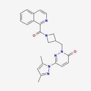 molecular formula C23H22N6O2 B2769599 6-(3,5-dimethyl-1H-pyrazol-1-yl)-2-{[1-(isoquinoline-1-carbonyl)azetidin-3-yl]methyl}-2,3-dihydropyridazin-3-one CAS No. 2199424-75-2
