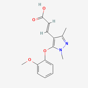 B2769612 3-[5-(2-methoxyphenoxy)-1,3-dimethyl-1H-pyrazol-4-yl]prop-2-enoic acid CAS No. 1158097-77-8