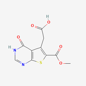 molecular formula C10H8N2O5S B2769619 2-[6-(methoxycarbonyl)-4-oxo-3H,4H-thieno[2,3-d]pyrimidin-5-yl]acetic acid CAS No. 854137-65-8