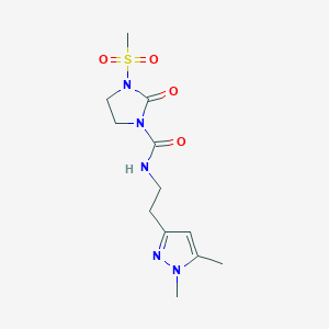 molecular formula C12H19N5O4S B2769627 N-(2-(1,5-dimethyl-1H-pyrazol-3-yl)ethyl)-3-(methylsulfonyl)-2-oxoimidazolidine-1-carboxamide CAS No. 2034237-35-7