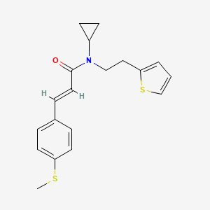 molecular formula C19H21NOS2 B2769632 (E)-N-cyclopropyl-3-(4-(methylthio)phenyl)-N-(2-(thiophen-2-yl)ethyl)acrylamide CAS No. 1798414-52-4