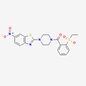 molecular formula C20H20N4O5S2 B2769637 (2-(乙基磺酰)苯基)(4-(6-硝基苯并[d]噻唑-2-基)哌嗪-1-基)甲酮 CAS No. 886933-93-3