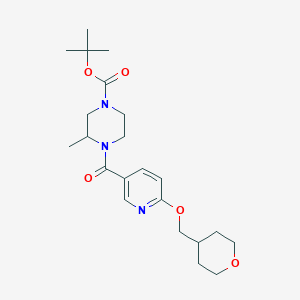molecular formula C22H33N3O5 B2769640 tert-butyl 3-methyl-4-(6-((tetrahydro-2H-pyran-4-yl)methoxy)nicotinoyl)piperazine-1-carboxylate CAS No. 2034270-39-6