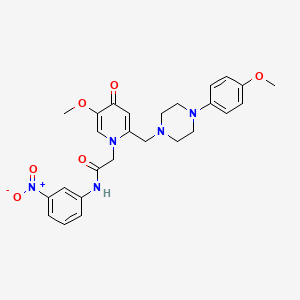 molecular formula C26H29N5O6 B2769641 2-(5-methoxy-2-((4-(4-methoxyphenyl)piperazin-1-yl)methyl)-4-oxopyridin-1(4H)-yl)-N-(3-nitrophenyl)acetamide CAS No. 921497-00-9