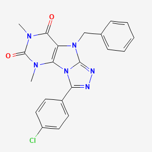 molecular formula C21H17ClN6O2 B2769644 5-Benzyl-8-(4-chlorophenyl)-1,3-dimethylpurino[8,9-c][1,2,4]triazole-2,4-dione CAS No. 921513-08-8