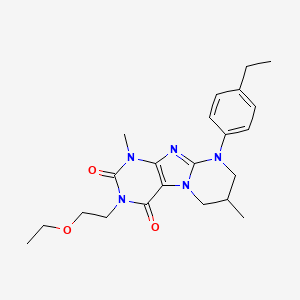 molecular formula C22H29N5O3 B2769645 3-(2-ethoxyethyl)-9-(4-ethylphenyl)-1,7-dimethyl-7,8-dihydro-6H-purino[7,8-a]pyrimidine-2,4-dione CAS No. 847185-49-3