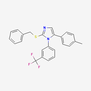molecular formula C24H19F3N2S B2769647 2-(benzylthio)-5-(p-tolyl)-1-(3-(trifluoromethyl)phenyl)-1H-imidazole CAS No. 1226448-07-2