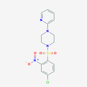 molecular formula C15H15ClN4O4S B2769657 4-Chloro-2-nitro-1-((4-(2-pyridyl)piperazinyl)sulfonyl)benzene CAS No. 1024144-61-3