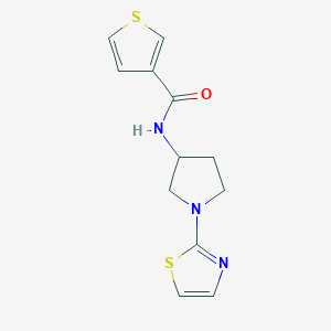 molecular formula C12H13N3OS2 B2769659 N-(1-(噻唑-2-基)吡咯啉-3-基)噻吩-3-甲酰胺 CAS No. 1797981-54-4