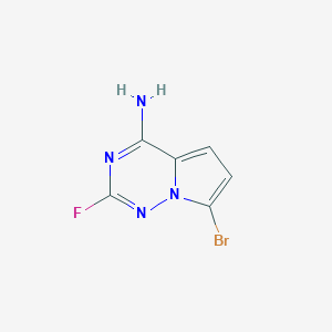 molecular formula C6H4BrFN4 B2769661 7-Bromo-2-fluoropyrrolo[2,1-f][1,2,4]triazin-4-amine CAS No. 1360650-52-7