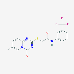 molecular formula C17H13F3N4O2S B2769669 2-(7-methyl-4-oxopyrido[1,2-a][1,3,5]triazin-2-yl)sulfanyl-N-[3-(trifluoromethyl)phenyl]acetamide CAS No. 896320-27-7