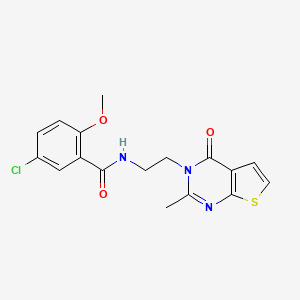 molecular formula C17H16ClN3O3S B2769709 5-chloro-2-methoxy-N-(2-(2-methyl-4-oxothieno[2,3-d]pyrimidin-3(4H)-yl)ethyl)benzamide CAS No. 1903689-45-1