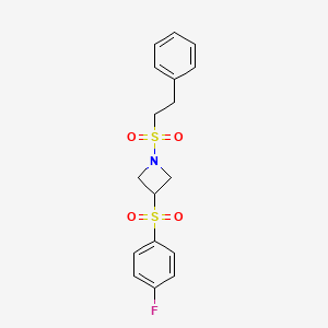 molecular formula C17H18FNO4S2 B2769712 3-((4-Fluorophenyl)sulfonyl)-1-(phenethylsulfonyl)azetidine CAS No. 1797342-22-3